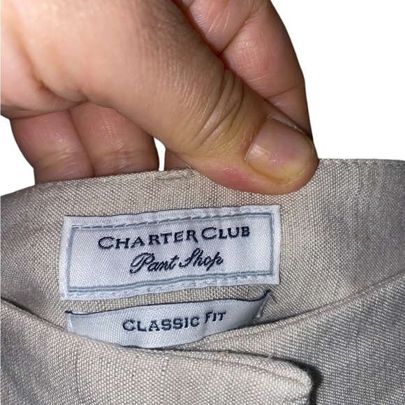 charter club beige linen classic fit trouser - Picture 3 of 5